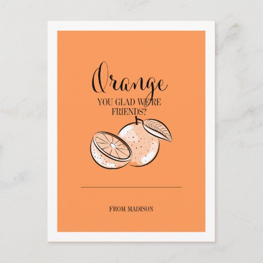 Funny Fruit Pun Oranje Valentijn Briefkaart (Voorkant)