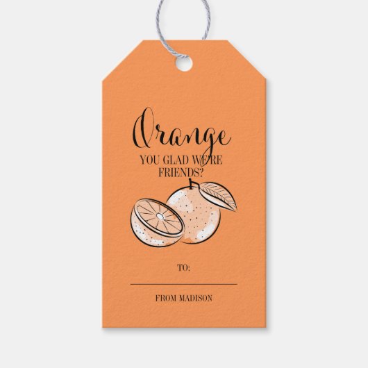 Funny Fruit Pun Oranje Valentijn Gift Labels Cadeaulabel (Voorkant)