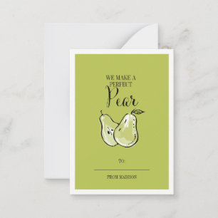 Funny Fruit Pun Pear Classroom Valentijn Card Notitiekaartje