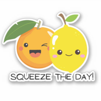 Funny fruit pun sticker - knijp op de laptop
