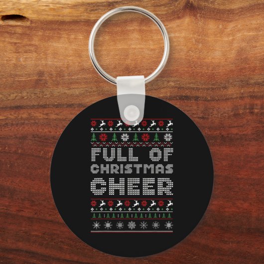Funny Full Of Christmas Cheer Beer Ugly Matching C Sleutelhanger (Voorkant)