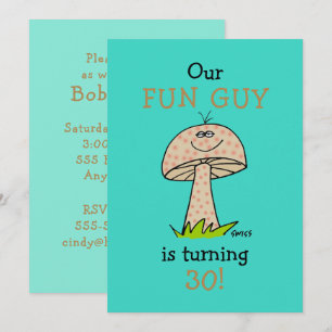 Funny Fun Guy Man of Boy Birthday Party Invitation Kaart