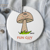 Funny Fun Guy Mushroom Cartoon Button voor een Man (In situ)