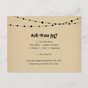 Funny & Fun RSVP Briefkaart - Rustic Kraft