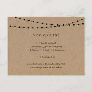 Funny & Fun RSVP Briefkaart - Rustic Kraft
