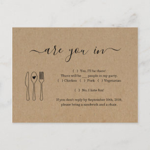 Funny & Fun RSVP Briefkaart - Rustic Kraft