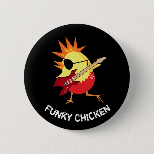 Funny Funky Chicken Ronde Button 5,7 Cm (Voorkant)