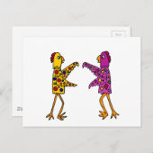 Funny Funky Chickens Dancing Briefkaart (Voorkant / Achterkant)