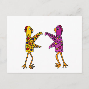 Funny Funky Chickens Dancing Briefkaart