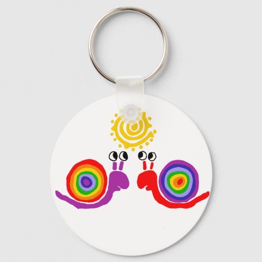 Funny Funky Rainbow Snail Abstracte kunst Sleutelhanger (Voorkant)