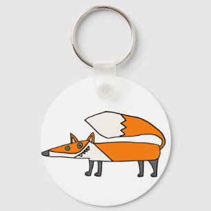 Funny Funky Red Fox Art Sleutelhanger