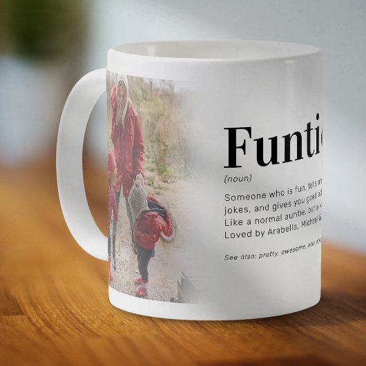 Funny Funtie Definition Auntie Photo Coffee Mok