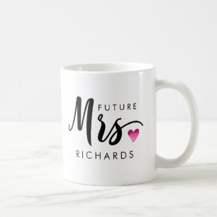 Funny Future MRS. Typografie roze waterverf hart Koffiemok