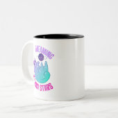 Funny Galaxy Kawaii Chat Jouer avec Stars Mug (Devant gauche)
