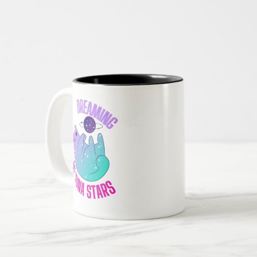 Funny Galaxy Kawaii Chat Jouer avec Stars Mug (Devant gauche)