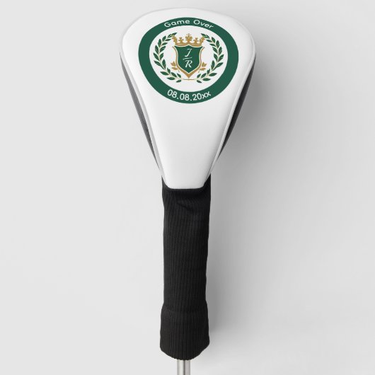 Funny "Game Over" Wedding Monogram Crest Classic Golfheadcover (Voorkant)