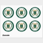 Funny "Game Over" Wedding Monogram Crest Classic Ronde Sticker (Vel)