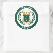 Funny "Game Over" Wedding Monogram Crest Classic Ronde Sticker (Tas)