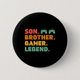 Funny Gamer Brother Son Gaming Player Legend Manne Ronde Button 5,7 Cm