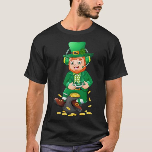 Funny Gamer St Patricks Dag Videospel Kinder Jonge T-shirt (Voorkant)