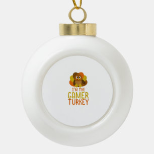 Funny Gamer Turkey Family Matching Thanksgiving Keramische Bal Ornament