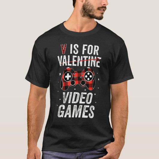 Funny Gamer Valentines Day Boys Shirts V-is for Vi (Voorkant)
