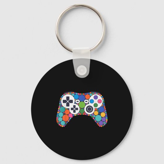 Funny Gaming Controller Polka Dot Video Gamers Dot Sleutelhanger (Voorkant)