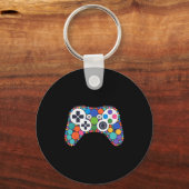Funny Gaming Controller Polka Dot Video Gamers Dot Sleutelhanger (Voorkant)