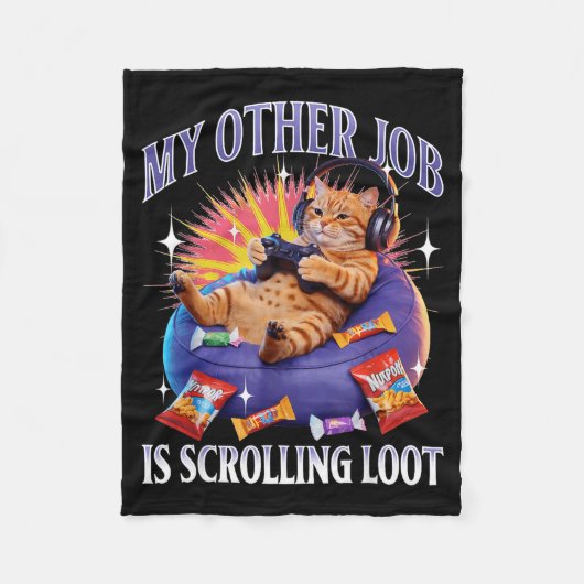 Funny Gaming Gamer Cat  Fleece Deken (Voorkant)