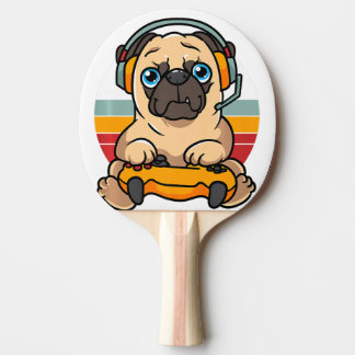 Funny Gaming Pug Dog Pet Lover Gamer Tafeltennisbatje
