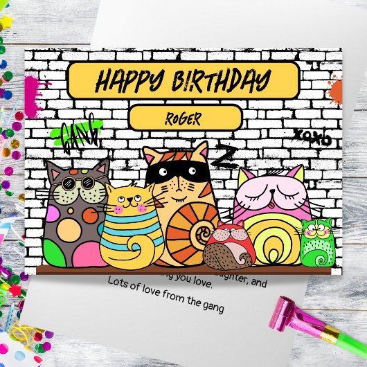 Funny Gangsta Cats Carte d'anniversaire