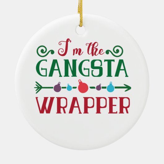 Funny Gangsta Wrapper Kerstmis | Versiering Keramisch Ornament (Achterkant)