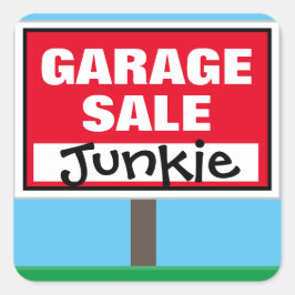 Funny Garage Sale Junkie Vierkante Sticker