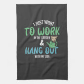 Funny Gardening - Gardening en honden Theedoek (Verticaal)