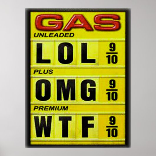 Funny Gas Price-teken Poster (Voorkant)