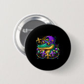 Funny Gator Mardi Gras  Ronde Button 5,7 Cm (Voorkant /achterkant)