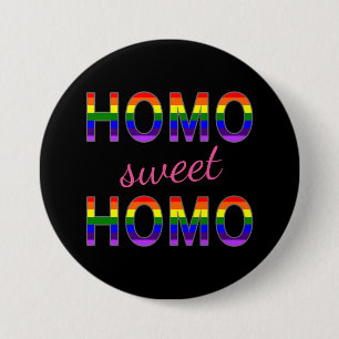 Funny Gay Homo Sweet Homo Rainbow-kleuren Ronde Button 7,6 Cm