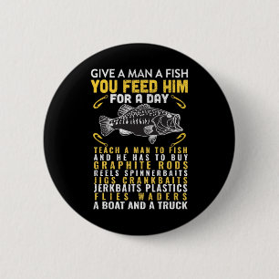 Funny Geef een Man een visvangstofferte Gevist Ronde Button 5,7 Cm