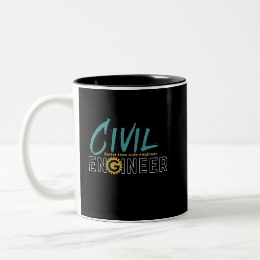 Funny Geek Engineer Civil Engineering student Tweekleurige Koffiemok (Links)