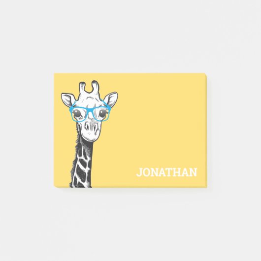 Funny Geek Giraffe Yellow Post-it Notes (Devant)