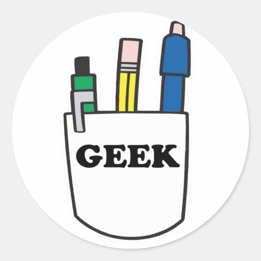 Funny GEEK Pocket Protector Ronde Sticker (Voorkant)