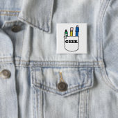 Funny GEEK Pocket Protector Vierkante Button 5,1 Cm (In situ)