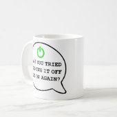 Funny Geek Quote Het uitschakelen en weer aan Humo Koffiemok (Voorkant links)
