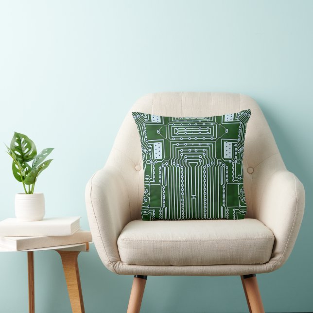 Funny Geeky Nerd Computer Circuit Board Patroon Kussen (Stoel)