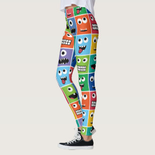 Funny Gekke Monsters Pattern Colorful Monster Face Leggings