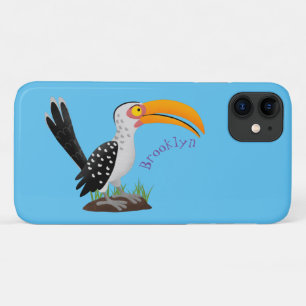 Funny gele paardenvogel cartoon iPhone 11 hoesje