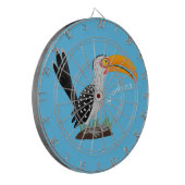Funny gele paardenvogel cartoon dartbord (Voorkant Links)