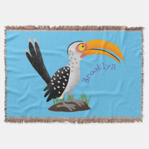 Funny gele paardenvogel cartoon deken