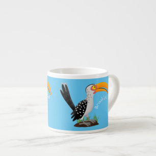 Funny gele paardenvogel cartoon espresso kop