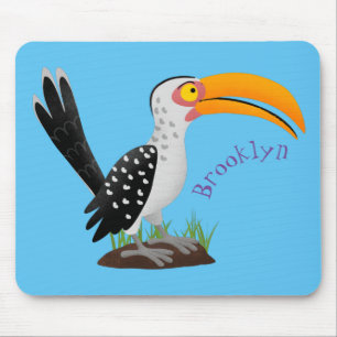 Funny gele paardenvogel cartoon muismat